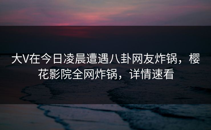 大V在今日凌晨遭遇八卦网友炸锅，樱花影院全网炸锅，详情速看