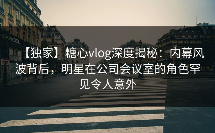 【独家】糖心vlog深度揭秘：内幕风波背后，明星在公司会议室的角色罕见令人意外